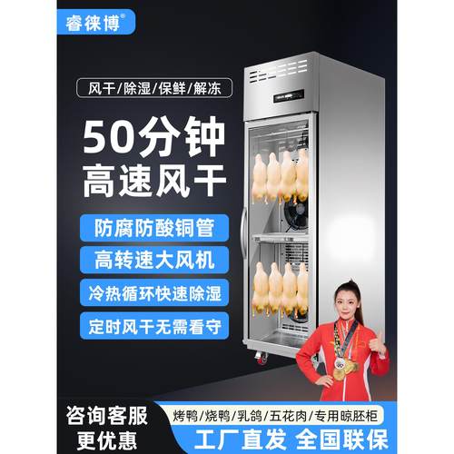 睿徕博商用智能晾鸭柜烧鹅烧腊烘干机晾胚凉烤鸭风干柜风冷吹鸭柜
