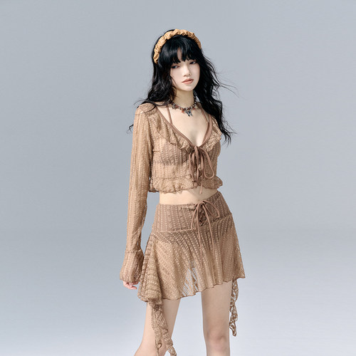 breezeholiday分体泳衣女三件套高级感纯欲风温泉度假性感比基尼 - 封面