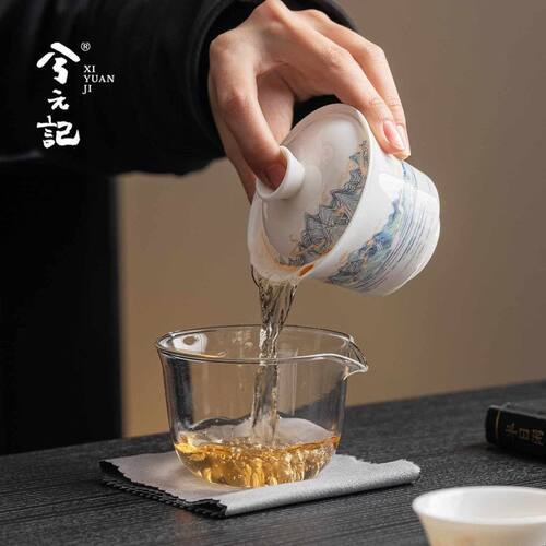 羊脂玉瓷盖碗旅行茶具套装便携式一人独饮快客杯出差户外露营泡茶