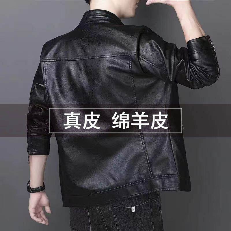 海宁男士皮夹克2025新款秋冬季立领绵羊皮男加绒加厚真皮皮衣外套