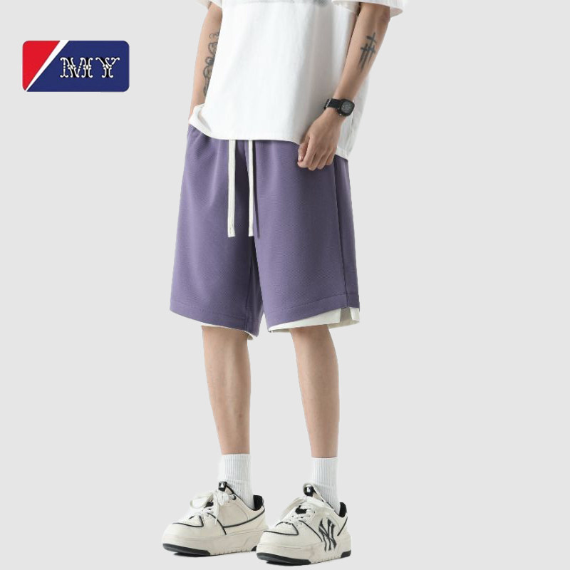 复古高级男士休闲五分裤2025夏季透气沙滩裤纯色宽松直筒短裤,男装,短裤,淘宝优惠券,粉丝福利购,淘宝优惠卷