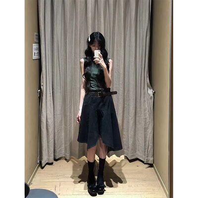 复古时髦港风波点无袖上