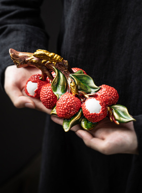 精品名利双收荔枝摆件变色创意中式家居饰品玄关电视柜办公桌工艺