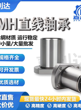 LMH20椭圆法兰直线轴承滚珠滑动不锈钢带底座光轴滑动轴承双切边