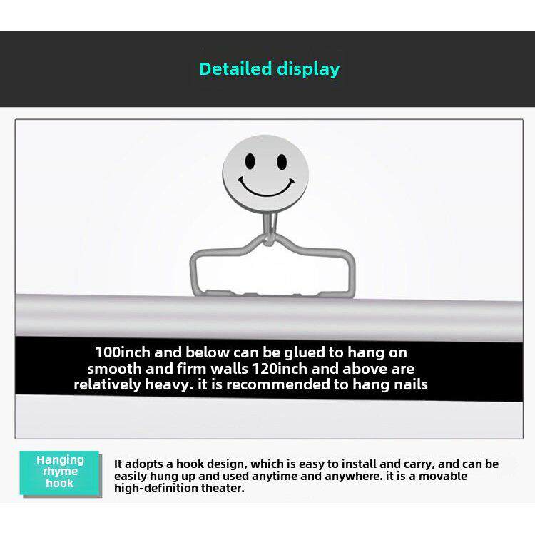 4K超高清投影屏幕家用投影布家用投影布家用投影布壁挂式投影机家用免打孔壁挂式屏幕100英寸窗帘120英寸投影