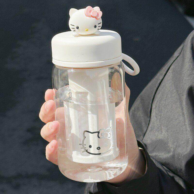 水杯女生高颜值新款2024简约带茶隔随身杯夏季耐高温防摔塑料杯子