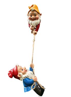 花园侏儒小矮人攀爬绳树脂工艺品摆件装饰品庭院独立站跨境树脸