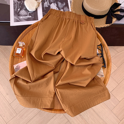 慵懒风宽松松紧腰花苞阔腿裤女夏