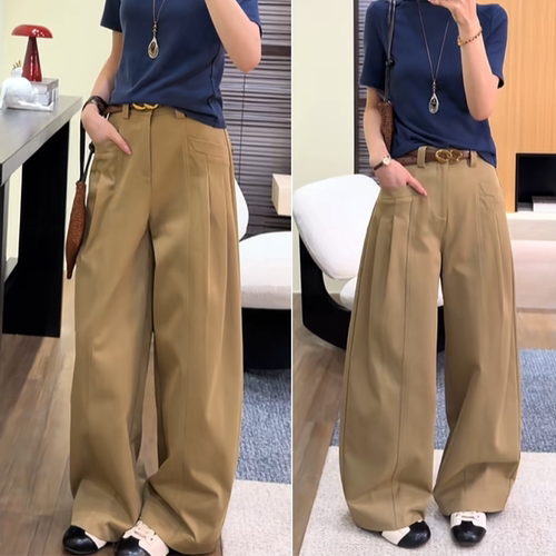 设计感压褶休闲弯刀裤女秋季新款