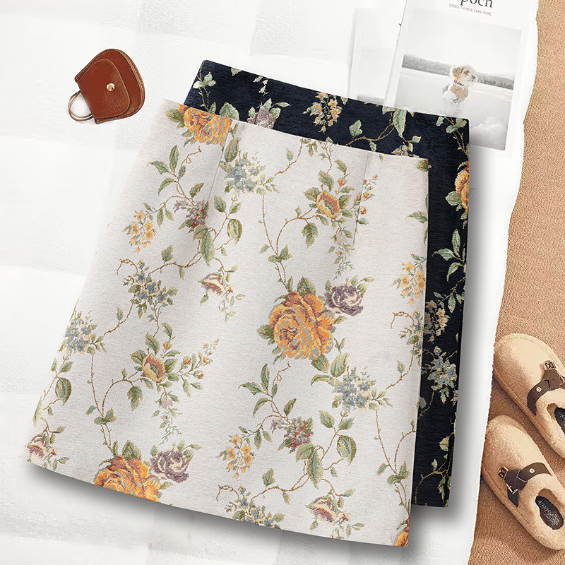 高端印花a字半身裙女2025新款秋冬高腰时尚休闲短裙垂感直筒裙