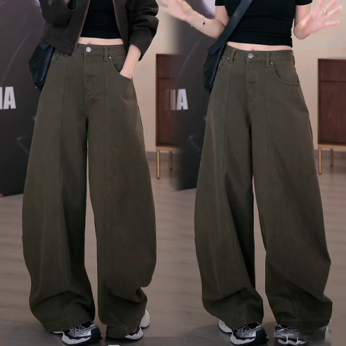 松弛感韩系弯刀牛仔裤女百搭抗皱