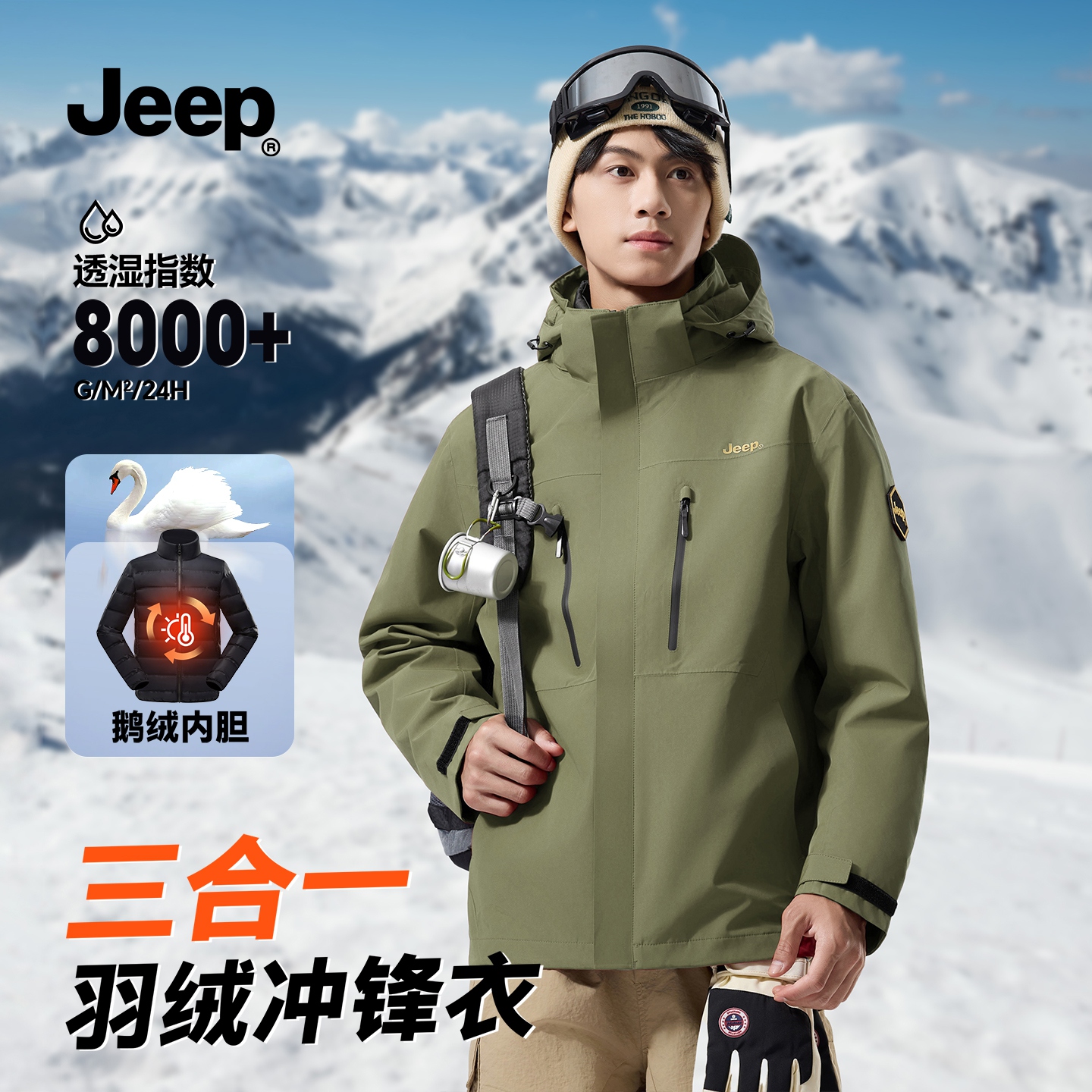 JEEP官方旗舰户外登山冲锋衣男女