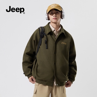 JEEP吉普2025秋季 休闲设计感仿麂皮绒翻领外套 新款 夹克男潮流美式
