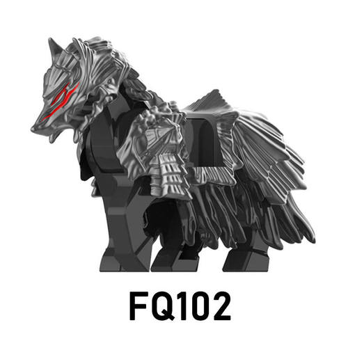 跨境第三方剑风FQ102积木人仔战狼坐骑拼装积木骑士战马玩具