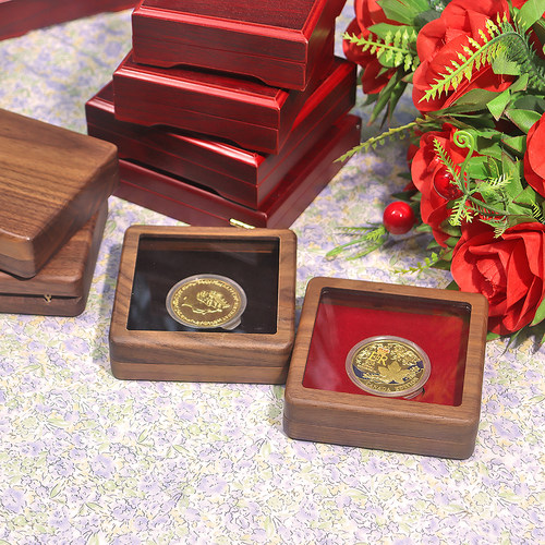 黑胡桃木徽章纪念币奖牌收藏盒