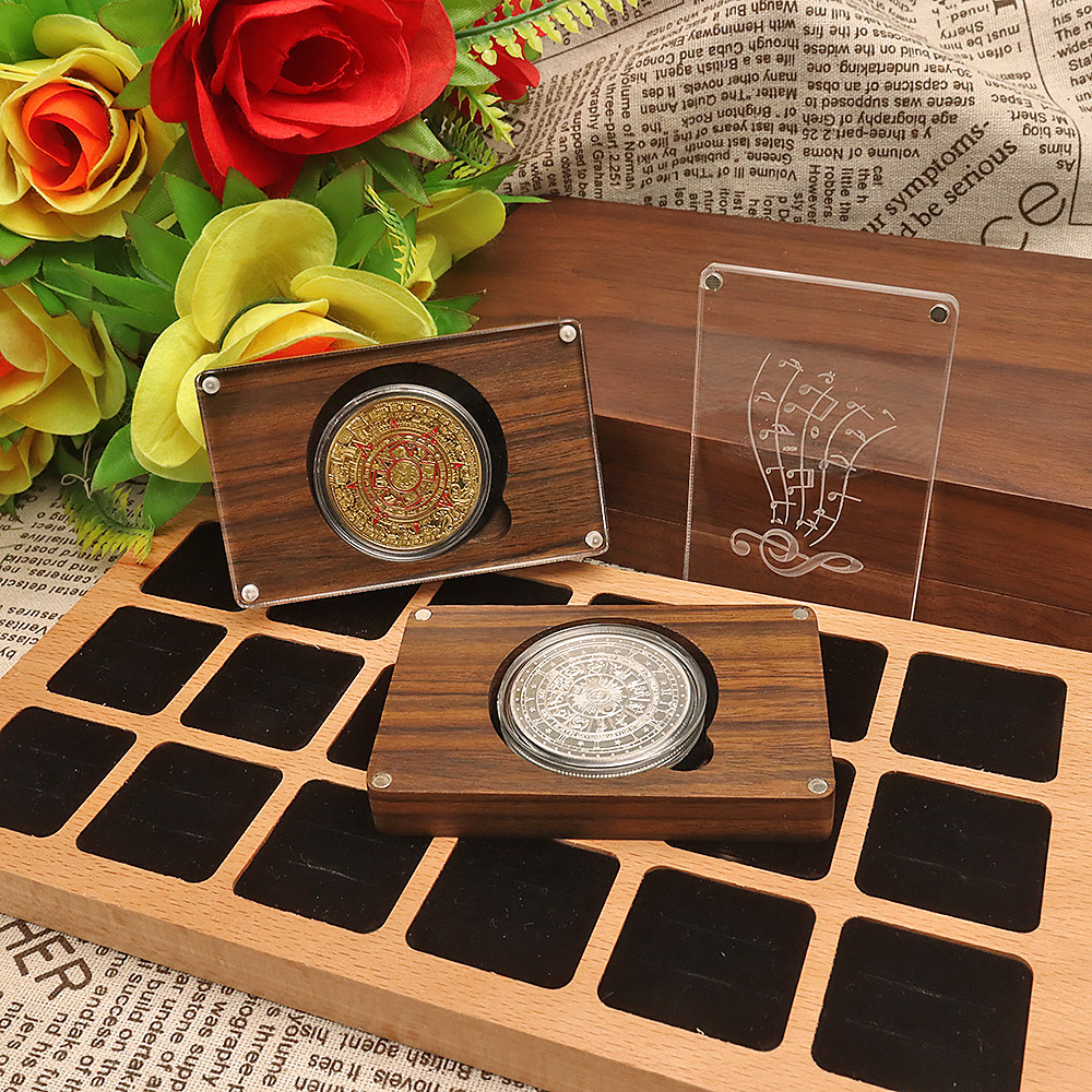 黑檀木天地盖开窗纪念币盒