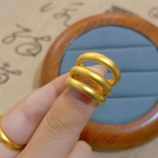 精品珍珠镍古法戒指 金店同款素圈指环仿黄金高级质感货源直销