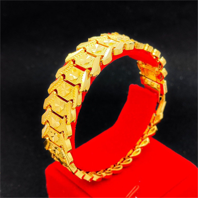 霸气手链可调节手链男节日送礼越南沙金手链男款手表链米字镀黄金