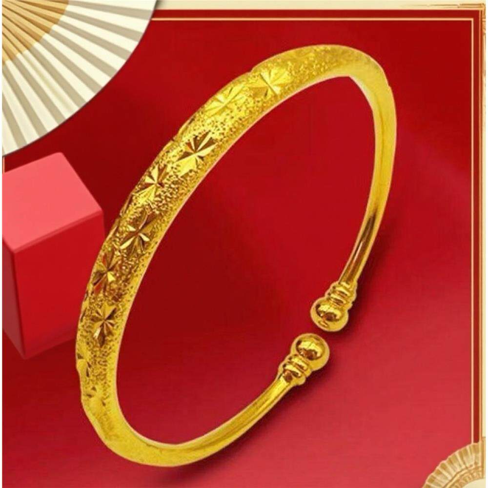 正宗越南纯沙金手镯女不掉色开口光面款仿假黄金不褪色送老人手镯