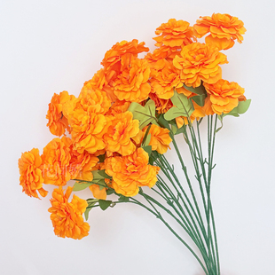 仿真花橙色花材仿真玫瑰假花家居花艺摆件酒店婚庆装饰塑料人造花