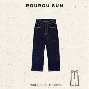 3195冬款女装复古水洗百搭做旧直筒阔腿显瘦休闲牛仔裤