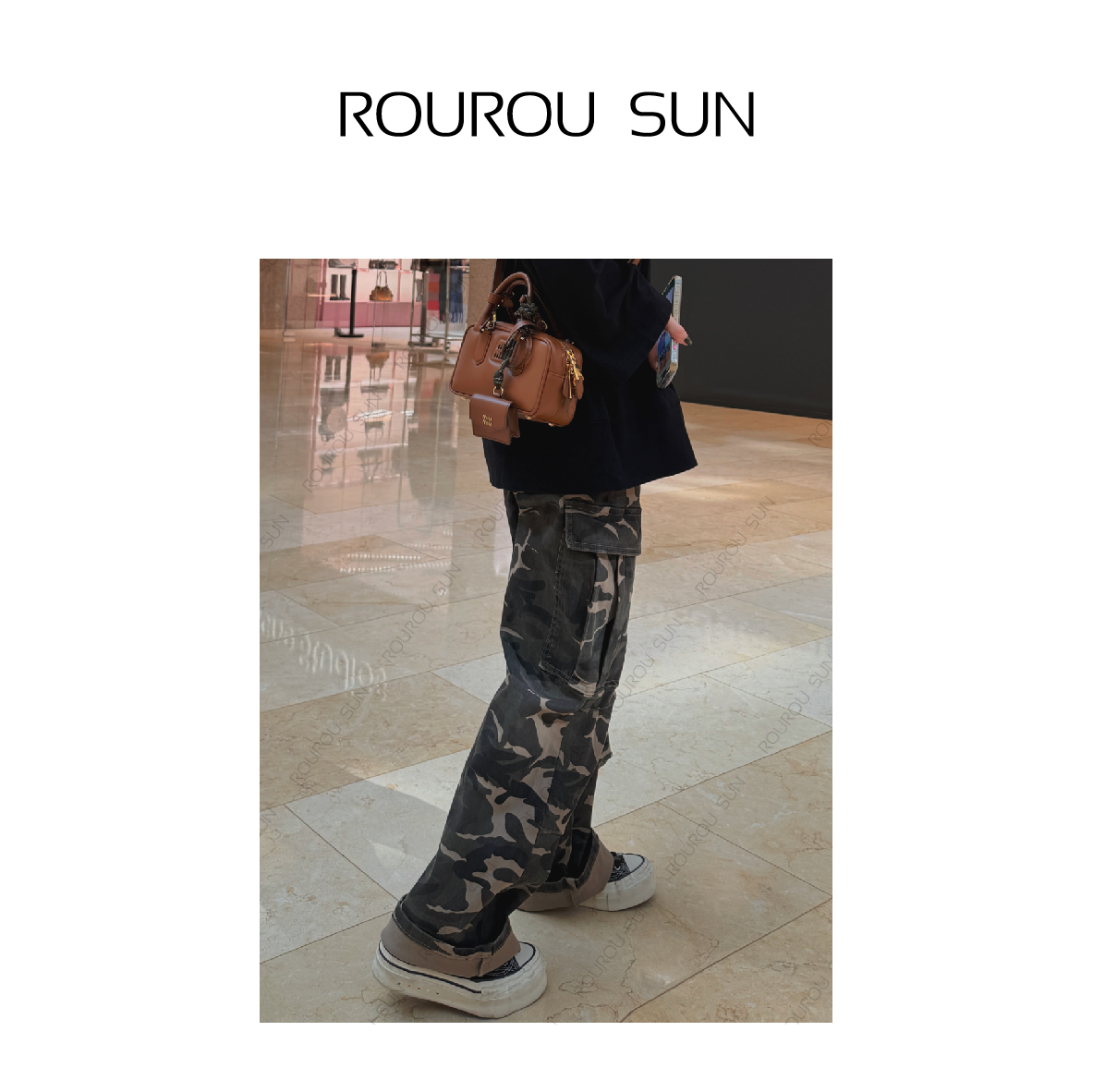 29525冬款女装美式复古潮流水洗迷彩宽松百搭工装休闲长裤