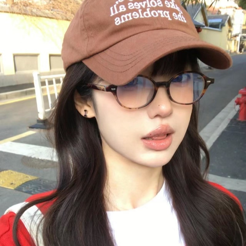 韩版书呆子复古椭圆豹纹小框可配度数近视眼镜R女款素颜神器镜框
