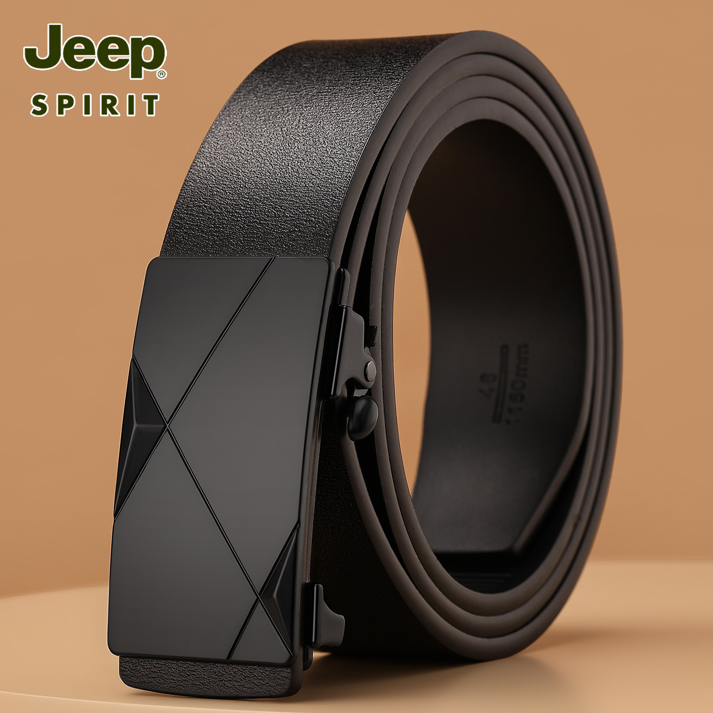 Jeep吉普皮带男款真皮牛皮自动扣无牙内穿式裤带高档潮流商务腰带