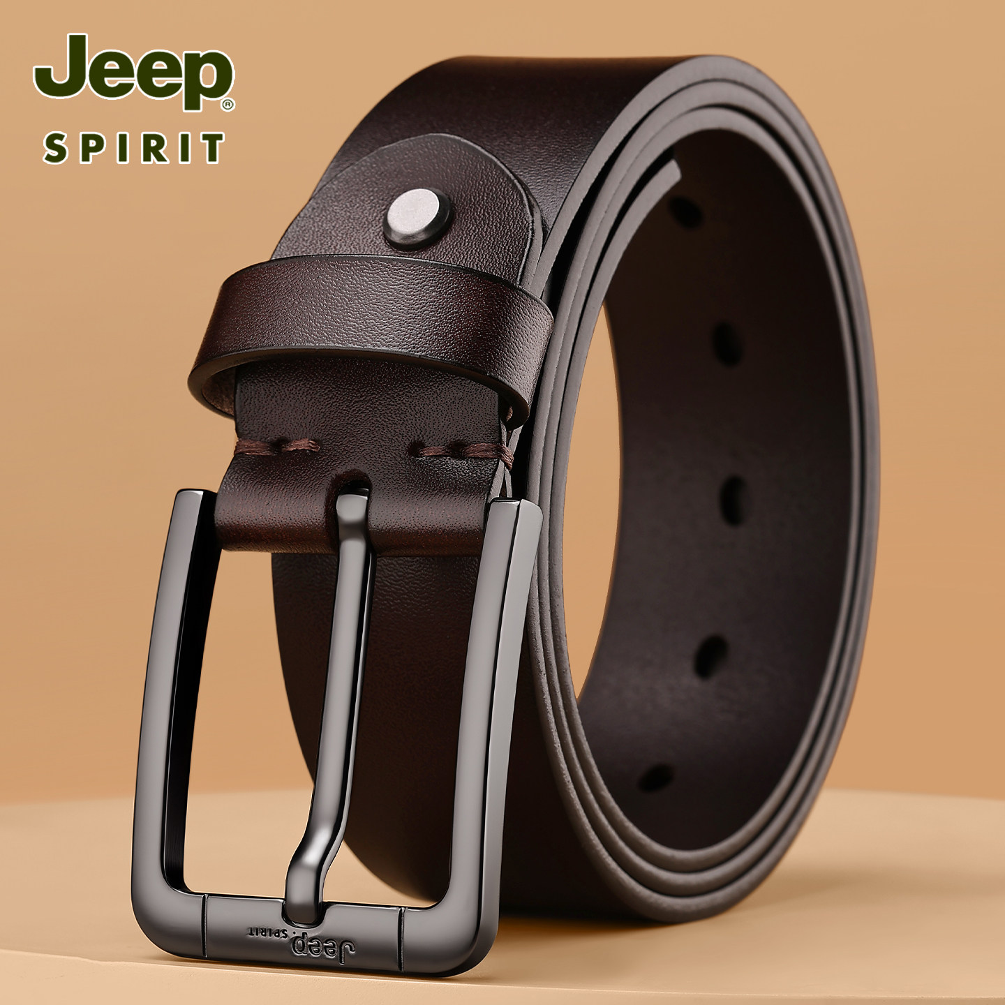 Jeep皮带男款真皮男士腰带2026新款潮年轻人简约休闲牛皮裤带男