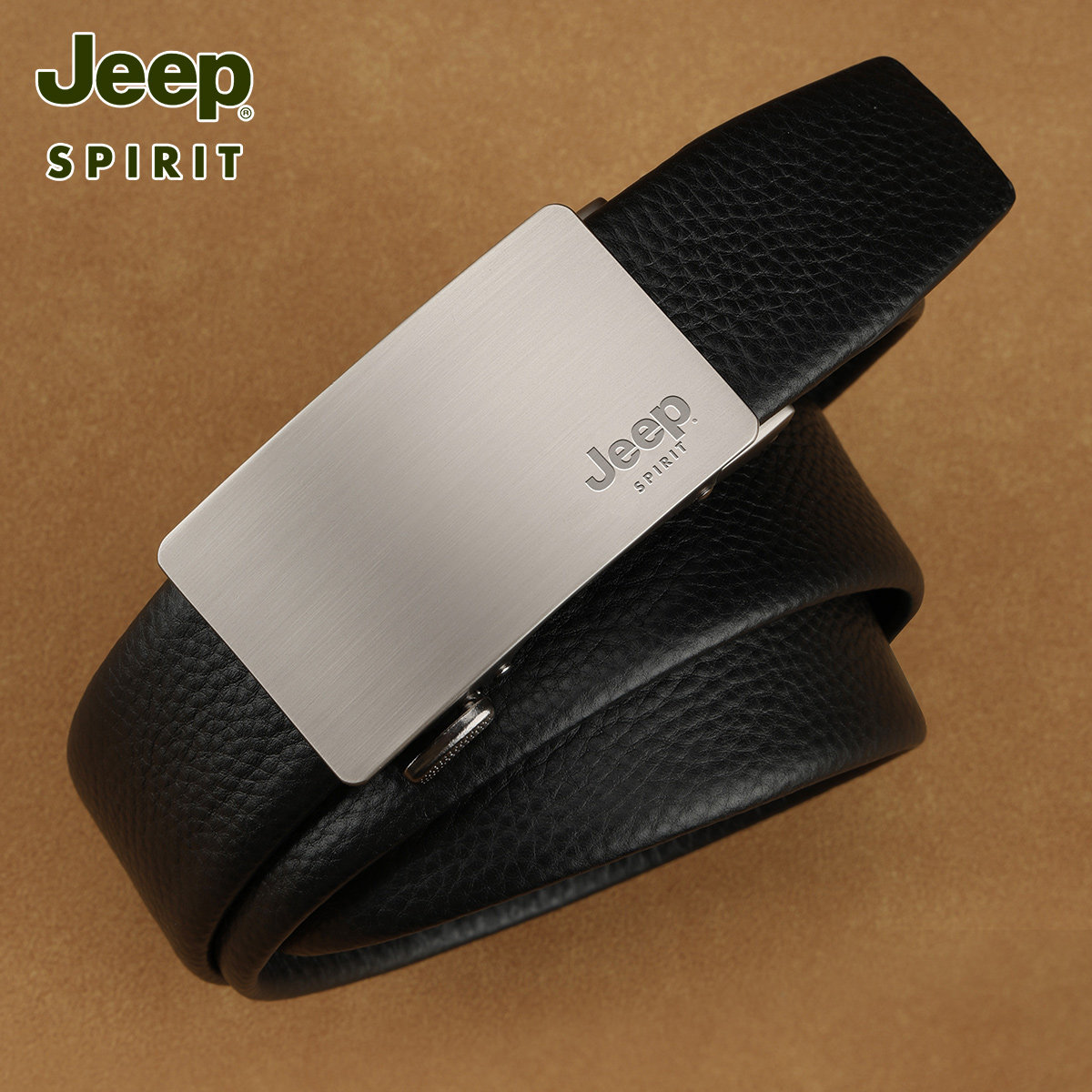 Jeep吉普男士皮带真皮新款年轻人牛皮自动扣腰带休闲百搭裤带男款