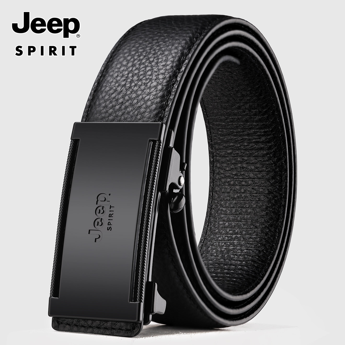 JEEP SPIRIT皮带男士真皮自动扣腰带头层牛皮无牙内穿式男款裤带