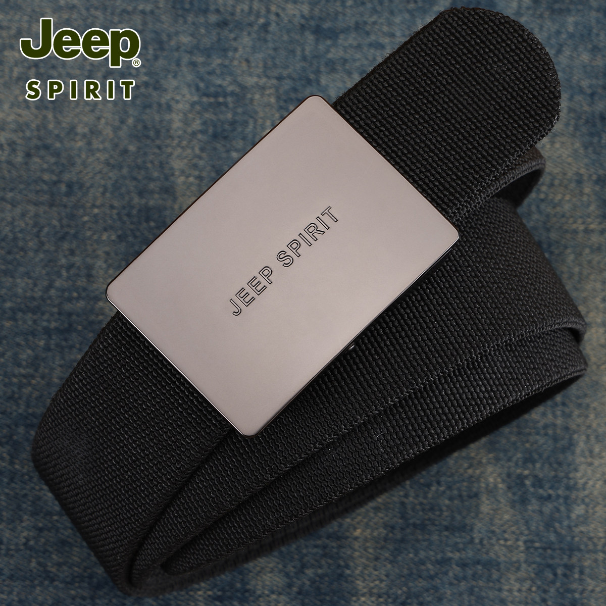 Jeep吉普男士皮带帆布自动扣腰带休闲百搭牛仔裤带男款年轻人潮