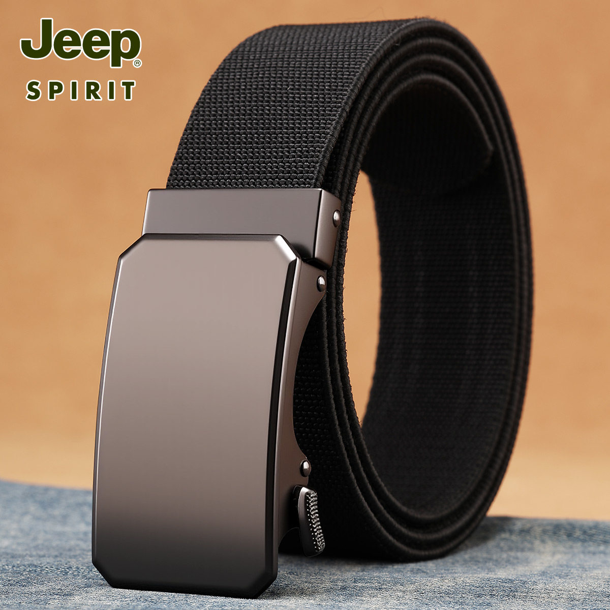 Jeep吉普男士皮带户外运动帆布弹力腰带自动扣皮带韩版裤带潮流