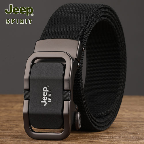 Jeep吉普男士帆布战术自动扣腰带