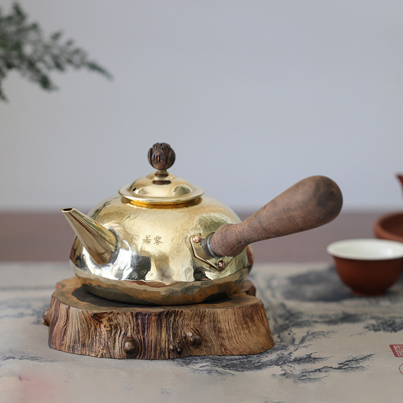 纯手工纯铜壶烧水壶炭炉煮茶中式铜茶壶工夫茶复古侧把烧水铜壶