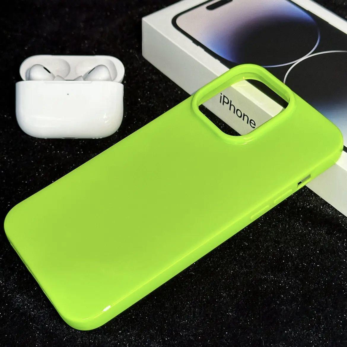 新款多巴胺亮面果冻色适用苹果16pro手机壳iPhone15por保护套14pr0max简约13peo纯色12promax后11pm外壳xsmax
