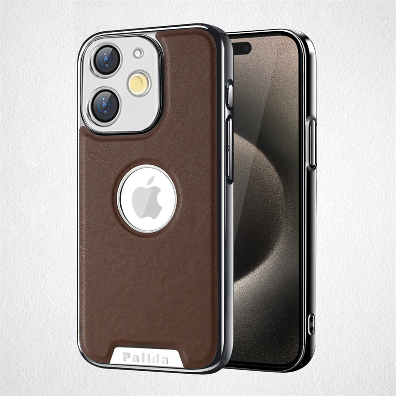 适用苹果12pro手机壳iPhone13por保护套ip14promax高级感轻奢素皮i14pm全包镜头外壳pg13pr0max电镀简约后壳