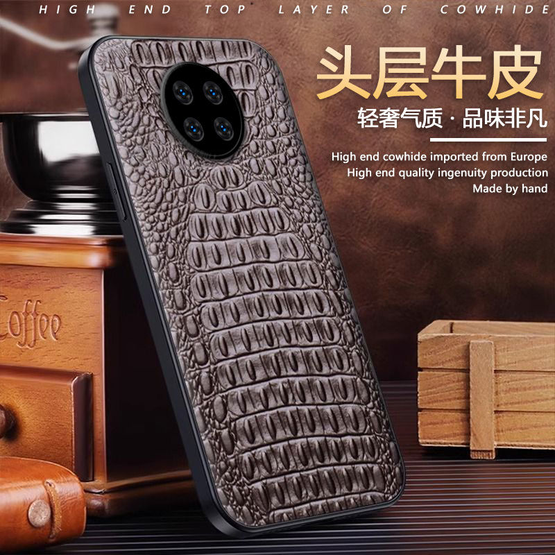 红米note9海外版手机壳Redmi10X4G保护套小米M2003J15SS真皮套M2003J15SC国际版镜头镂空大孔高端鳄鱼纹外壳