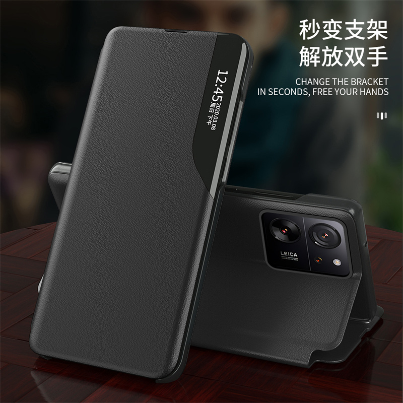 适用小米13T手机壳13Tpro保护套mi13Tpor全包边防摔13Tpr0前后双面带盖k60ultra翻盖式超薄视窗皮套Tp香港版