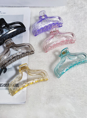 亚马逊透明彩鱼尾抓夹2024春季热销配饰卷发棒配套发夹鲨鱼夹