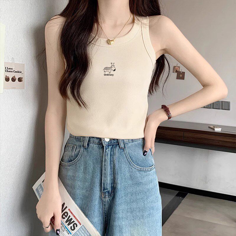 新品2025新款纯棉无袖吊带背心女夏季外穿洋气短款打底.内搭工字