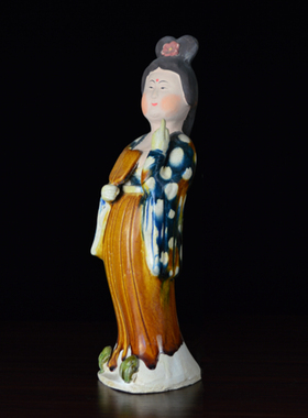 新品25cm仿古唐三彩仕女陶俑收藏 中式家居装饰摆件U 中国特产文