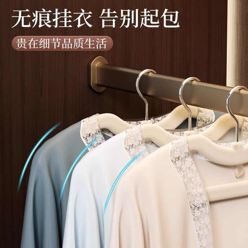 植绒短颈衣架挂衣无痕防滑防肩角晾衣服省空间整理师专用短脖衣撑图片