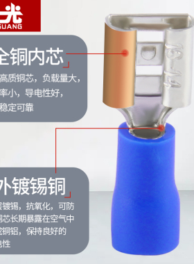 插簧插片FDFD系列母预绝缘端子1.25/2.5/5.5快接线端子电线连接器
