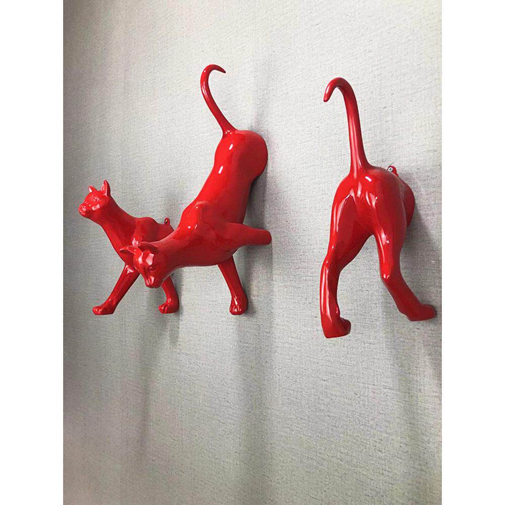 电视沙发背景墙面装饰品发财创意猫壁挂饰墙上摆件3D动物模型热卖