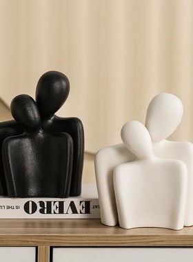 情侣艺术意式极简摆件酒柜客厅玄关电视柜家居软装饰品侘寂风高级