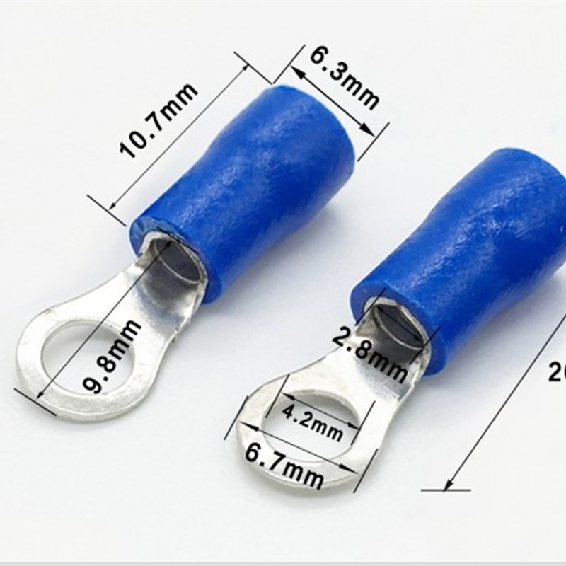 预绝缘圆形端子RV2-3.2/4/5/6/8/10/4S接线端子 护套铜线耳铜端子