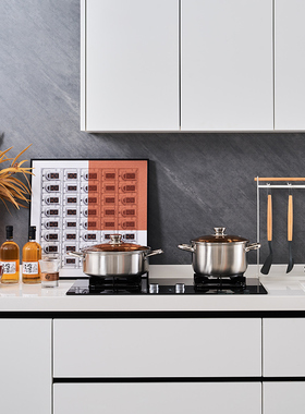 现代轻奢样板房装饰品摆件样板间厨房不锈钢锅具橱柜展厅软装组合