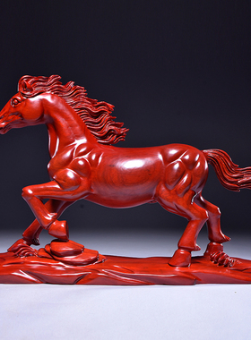 实木雕刻十二生肖马摆件红木马到成功家居客厅办公装饰工艺品送礼