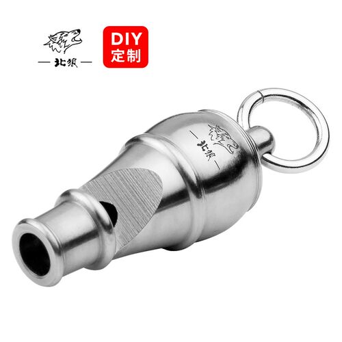 北狼户外求生口哨钛合金属EDC工具哨子高音无核埙哨挂件银色/0646